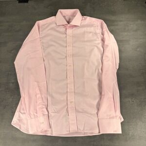 Button-Down Shirt Men L Tailored Fit Pink Monogram Made in USA NWOT Linen Cotton